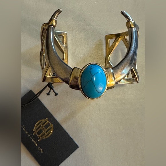 HOUSE OF HARLOW horned cuff with turquoise. - Picture 2 of 5